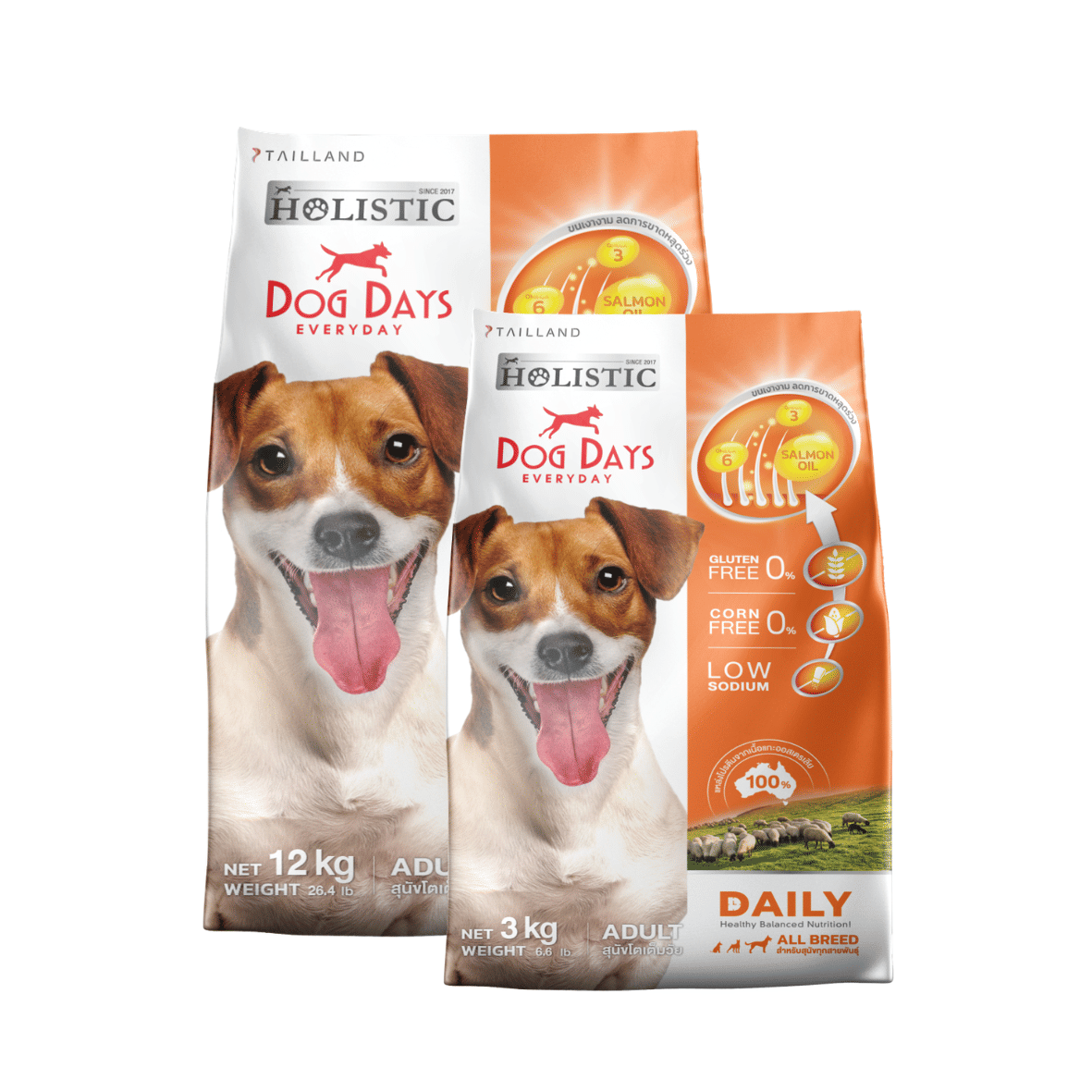 อาหารเม็ดสำหรับสุนัข DOG DAYS DAILY เกรดโฮลิสติก รสเนื้อแกะ สูตรลดขนร่วงโดยเฉพาะ 12 กก. และ 3 กก. (ชุด 2 ถุง)_0